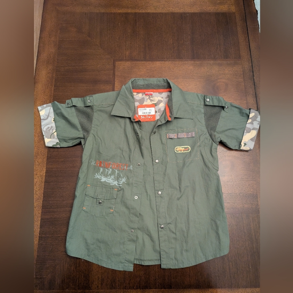 NWT Shilav Rainforest Kids Green Camouflage Shirt